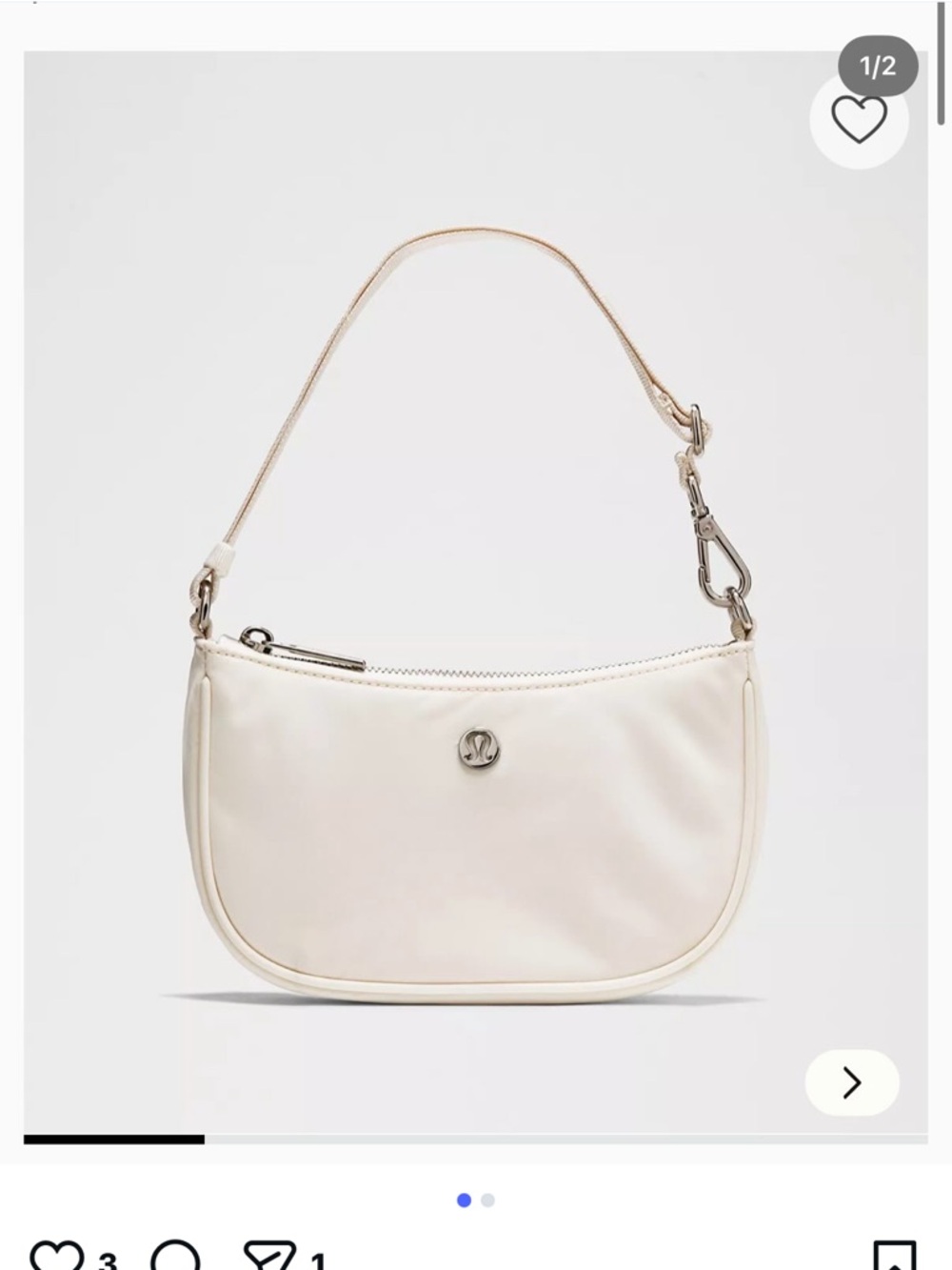 lululemon athletica Cream Mini Shoulder Bag with Gold Hardware